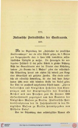 XVI. Italienische Portraitbüsten des Quattrocento