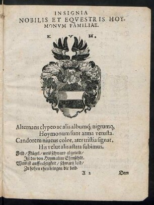 Insignia Nobilis Et Equestris Hoymonum Familiae.
