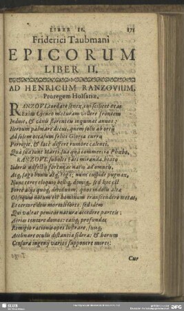 Friderici Taubmani Epicorum Liber II.