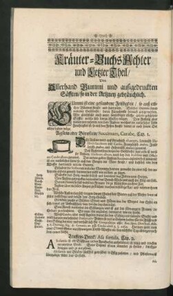 Achter und Letzter Theil. Von allerhand Gummi und außgedruckten Säfften/ so in der Artzney gebräuchlich