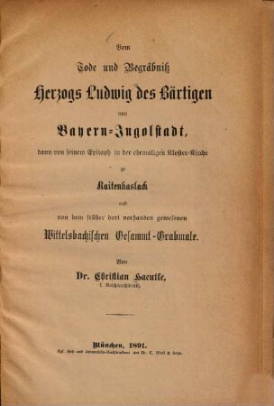 Ein Wittelsbachischer Denkstein im Straßburger Münster : (A. d. Oberb. Archiv Bd. 33)