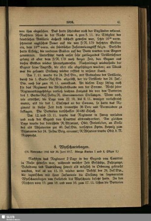 8. Wytschaetebogen : (14. November 1916 bis 30. Juni 1917)