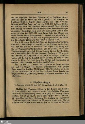 8. Wytschaetebogen : (14. November 1916 bis 30. Juni 1917)