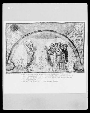 Codex Gr. 746 - Oktateuch — Gott schließt mit Noah den Bund unter dem Regenbogen, Folio fol. 57 v