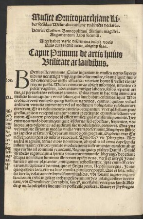 Musice Ornitoparchiane Liber secundus Mensuralis catilene rudimenta declarans.