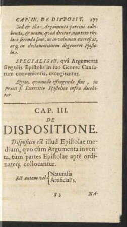 Cap. III. De Dispositione.