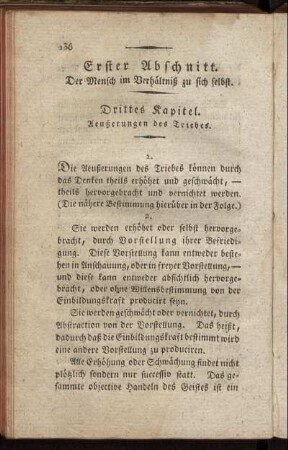Drittes Kapitel. Aeußerungen des Triebes.