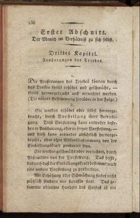 Drittes Kapitel. Aeußerungen des Triebes.