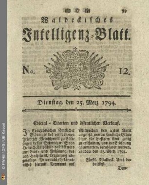 No. 12. Dienstag, den 25. Merz 1794