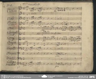 Aria: "Tamburri Trombe Timpani e Corni in dolce mettro"