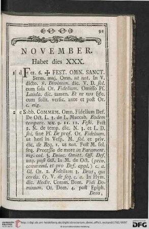 NOVEMBER. Habet dies XXX.