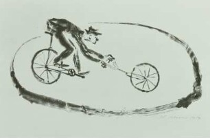 Zirkus, Clown mit kaputtem Fahrrad