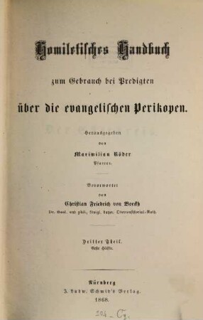 Homiletisches Handbuch zum Gebrauch bei Predigten über die evangelischen Perikopen. 3,1