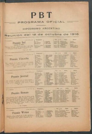 Hipódromo Argentino - Programa oficial