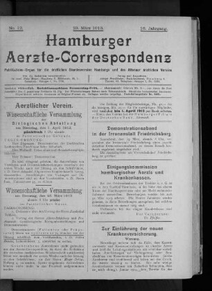 No. 12. 23. März 1913. 16. Jahrgang.