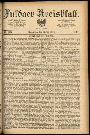 Erste Ausgabe vom Donnerstag, den 12. September 1901.