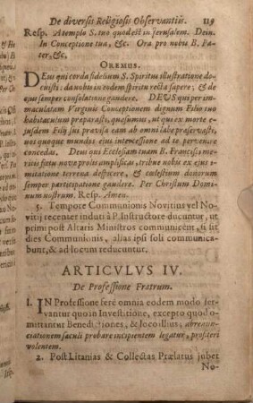 Articvlvs IV. De Professione Fratrum.