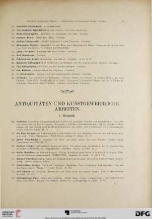 Antiquitäten und kunstgewerbliche Arbeiten (NR. 566-915)