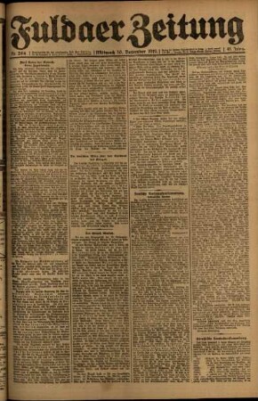 Erste Ausgabe vom Mittwoch, den 10. Dezember 1919.