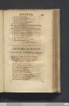 Sur le Mois de Mars. Stances Irregulieres.