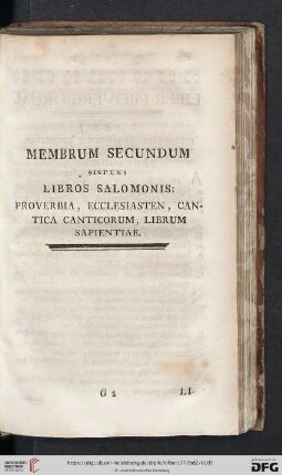 Membrum secundum sistens libros Salomonis