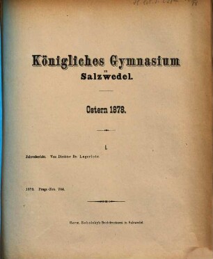 Jahresbericht : Ostern .... 1877/78