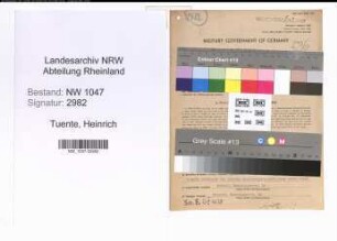 Entnazifizierung Heinrich Tuente , geb. 24.06.1906 (Metzger)