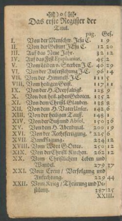 Das erste Register der Titul.