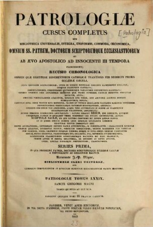 Sancti Gregorii Papae I, cognomento Magni, opera omnia : ad manuscriptos codices Romanos, Gallicanos, Anglicanos emendata, aucta, et illustrata notis, 5