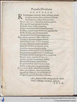 Parodia Horatiana Ad Evundem.