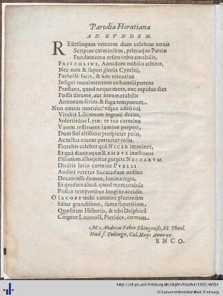 Parodia Horatiana Ad Evundem.
