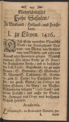 Niederländische Hohe Schulen/ In Braband/ Holland/ und Frießland