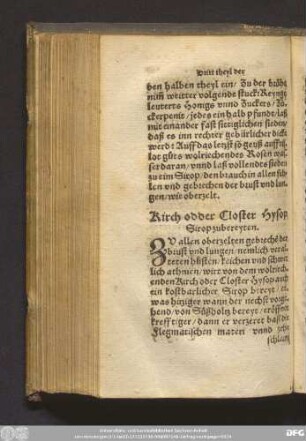 Kirch odder Closter Hysop Sirop zubereyten.