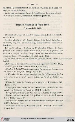 Séance du comité du 12 février 1866