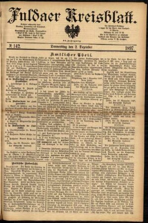 Erste Ausgabe vom Donnerstag, den 02. Dezember 1897.