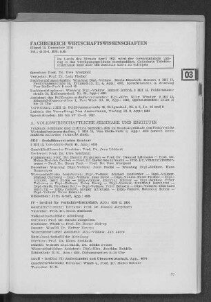 Seminare, Institute und Einrichtungen