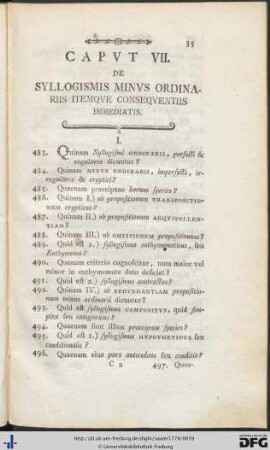 Caput V. De Syllogismis Minus Ordinariis Itemque Consequentiis Immediatis.