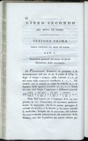 Libro Secondo. Del Moto De' Fluidi. Sezione Prima. Teoria Generale Del Moto De'Fluidi.