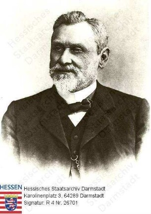 Joeckel, Hermann Karl Bernhard (1835-1927) / Porträt, linksvorblickendes Brustbild mit faks. Unterschrift