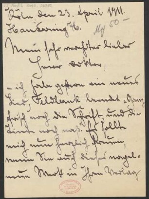 Brief an B. Schott's Söhne : 23.04.1911
