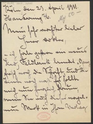 Brief an B. Schott's Söhne : 23.04.1911