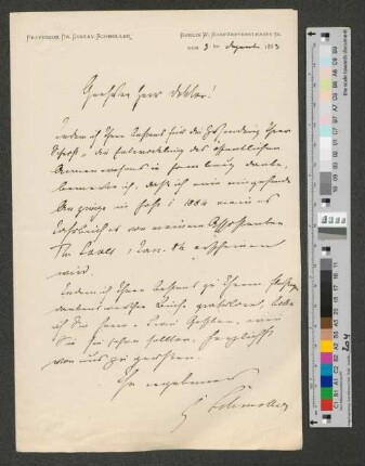 Brief an Werner von Melle