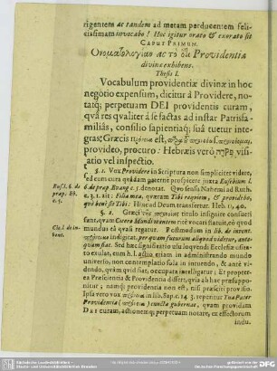 Caput Primum. Providentiae divinae exhibens
