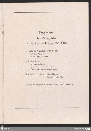 Programm der Eröffnungsfeier