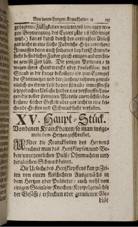 XV. Haupt-Stück. Von denen Kranckheiten/ so man insgemein dem Hertzen zuschreibet