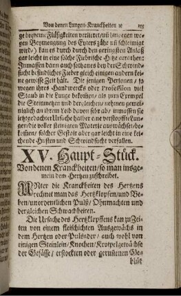 XV. Haupt-Stück. Von denen Kranckheiten/ so man insgemein dem Hertzen zuschreibet