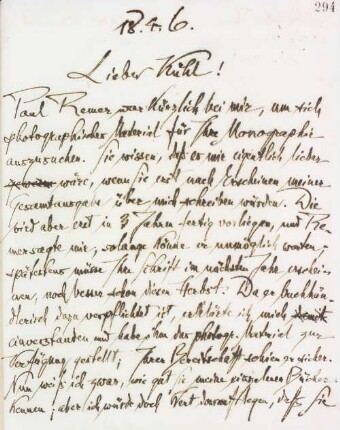 Brief an Gustav Kühl
