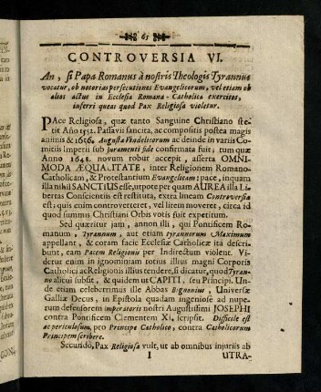 65-86, Controversia VI.