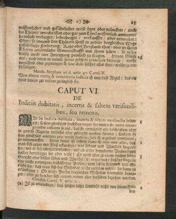 Caput VI. De Indiciis dubitatis , incertis & faltem verisimilibus, seu remotis
