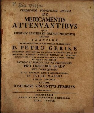 Dissertatio Inavgvralis Medica De Medicamentis Attenvantibvs